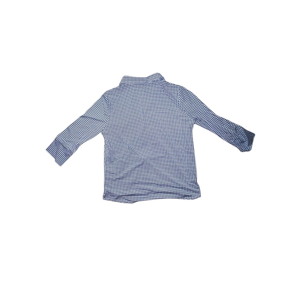 J.McLaughlin Blue & White Collared Top Sz L Long Sleeve Preppy Classic - Picture 2 of 6